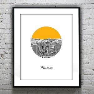 Phoenix Arizona Poster Print Art Skyline Round Item T4595