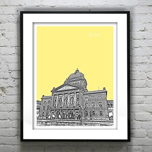 Bern Switzerland Skyline Poster Art Print Version 1