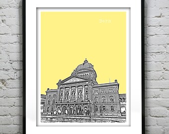 Bern Switzerland Skyline Poster Art Print Version 1
