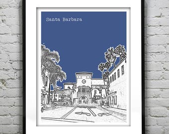 Santa Barbara CA Skyline Poster Art Print California Item T1094