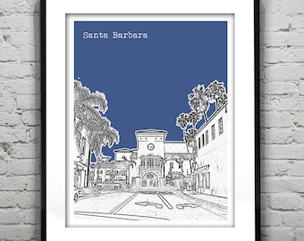 Santa Barbara CA Skyline Poster Art Print California Item T1094