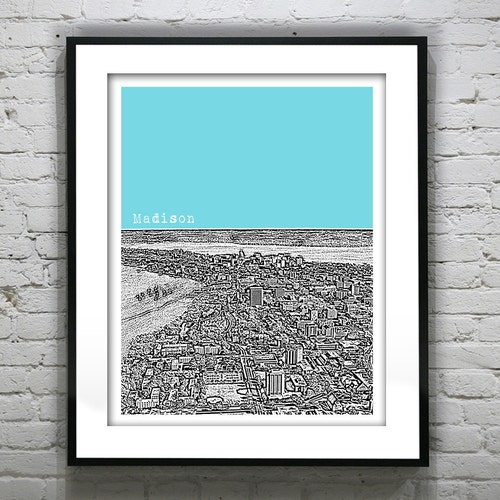 Madison Wisconsin Poster Print Art Skyline Item T4326 Etsy