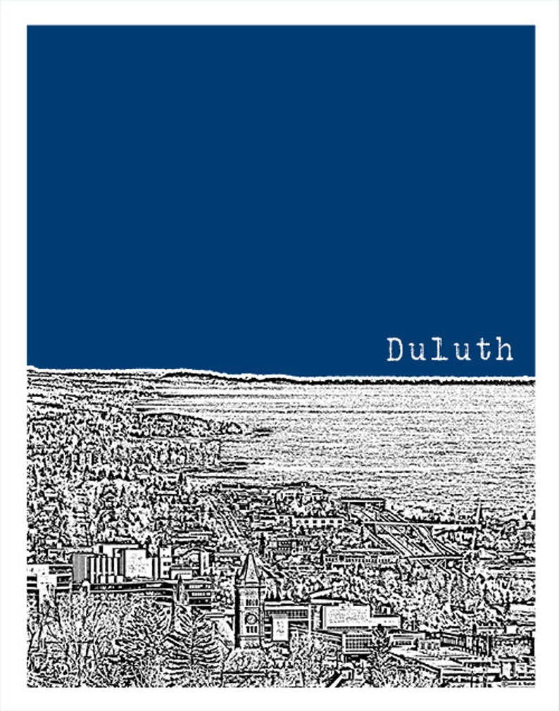 Duluth Minnesota Poster Art City Skyline Print MN Version 2 Etsy