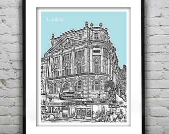 London Skyline Poster Art Print Novello Theatre England Item T2302