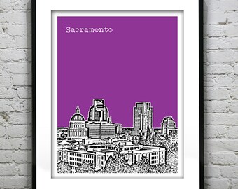 Sacramento California Poster Art Skyline Print Version 1
