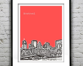 Montreal Poster Art Skyline Print  Quebec Canada