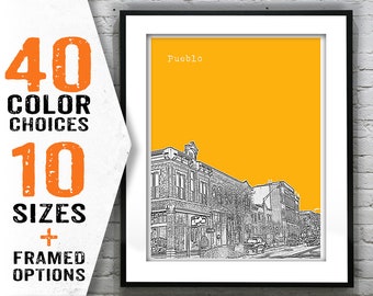 Pueblo Colorado Skyline Art Print Poster CO Item T1727