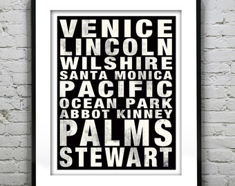 Los Angeles Street Names Subway Poster Art Print California CA Item T1181