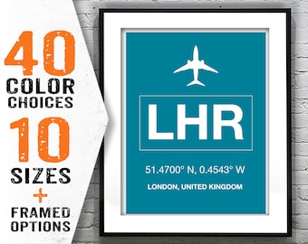 LHR Heathrow London International Airport Aviation Poster Art Print Item T1991