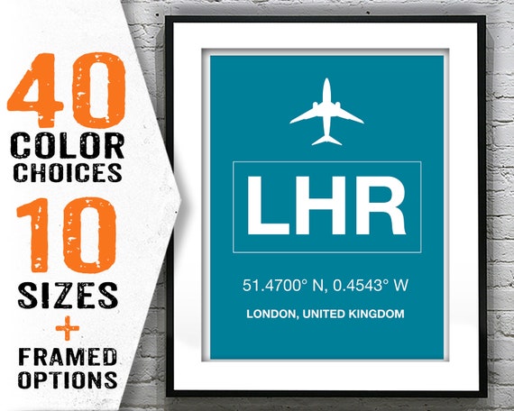 LHR Heathrow London International Airport Aviation Poster Art Print Item T1991