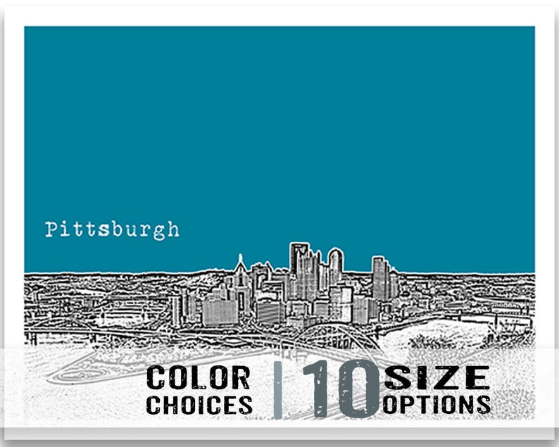 Pittsburgh Skyline Art Print Poster Pennsylvania PA Landscape Etsy