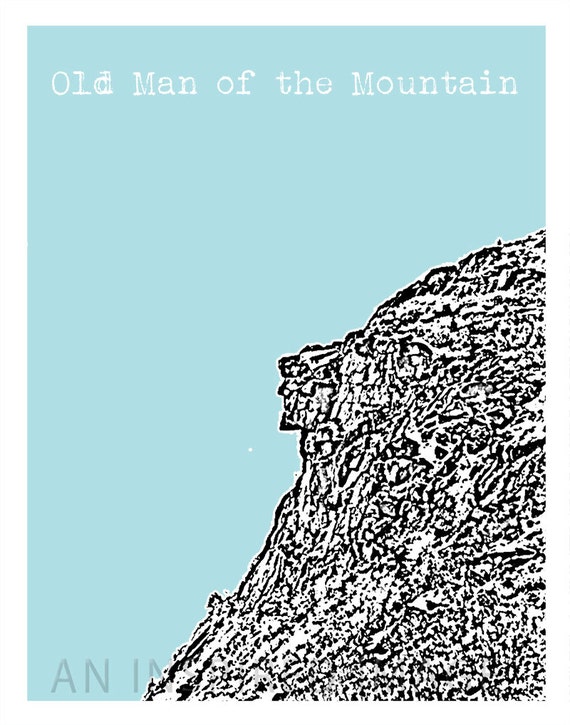 Old Man of the Mountain New Hampshire Poster Print Art Skyline NH