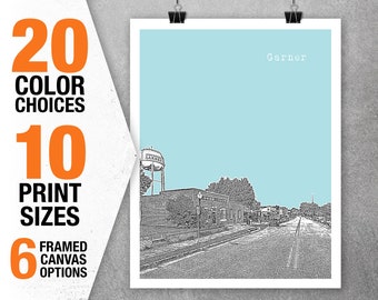 Garner North Carolina Skyline Art Print Poster NC Item T5386