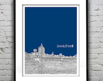 Rockford Poster Illinois Skyline Art Print  IL