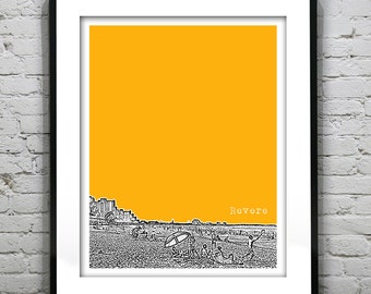 Revere Massachusetts Skyline Poster Art Revere Beach MA