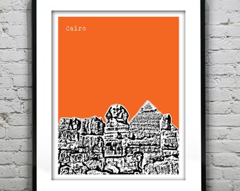 Cairo Egypt Poster Sphinx Pyramids Art Print Skyline