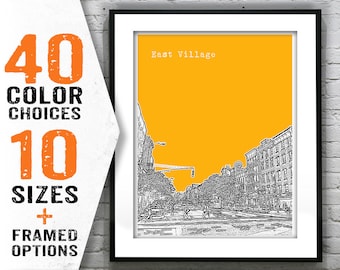 East Village New York Poster Print Art Skyline NY Item T1472