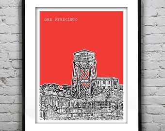 San Francisco Alcatraz Poster Print Skyline Art San Francisco Bay California CA Item T1190