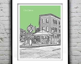Chelsea Skyline Poster Art Print  Massachusetts MA Item T2295