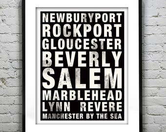 North Shore Boston Subway Print Salem Rockport Beverly Poster Art Massachusetts Item T1166