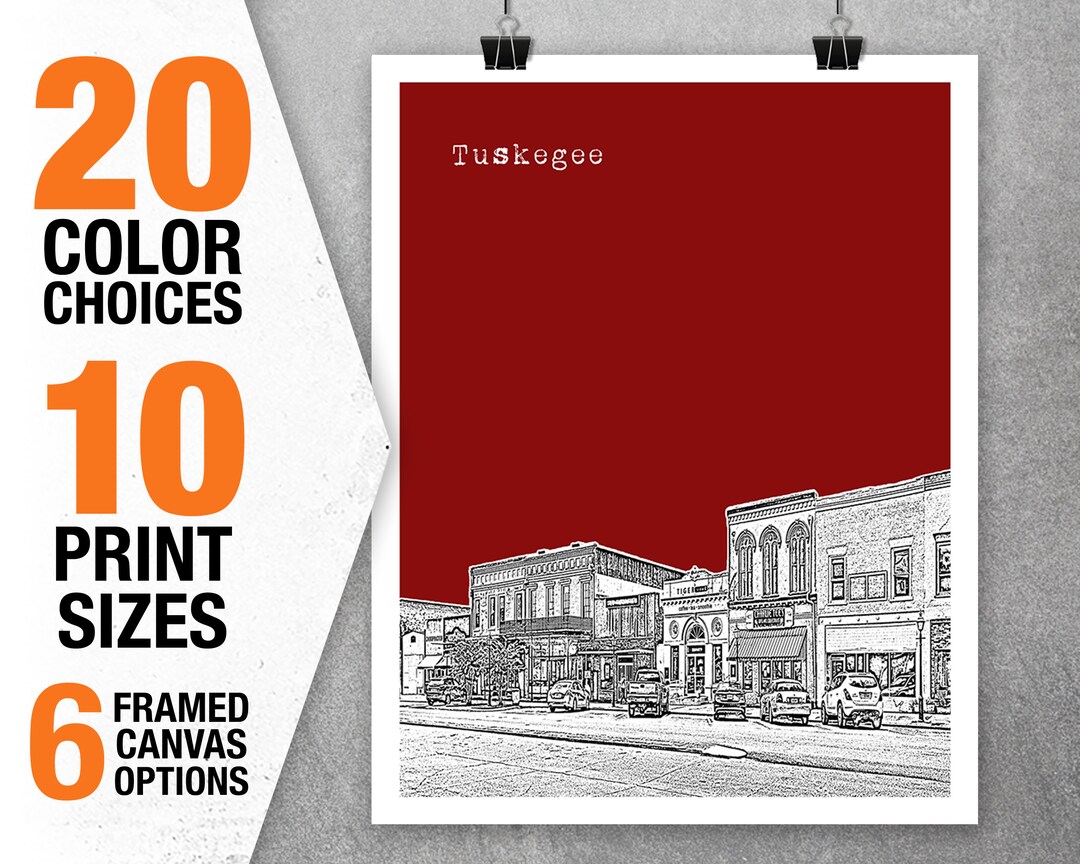 Tuskegee Alabama Skyline Poster Art Print Item T5326 - Etsy