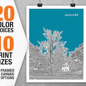 Amherst Massachusetts Skyline Poster Art Print NH Item T5368
