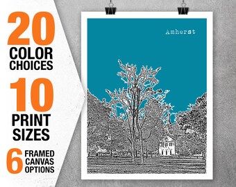 Amherst Massachusetts Skyline Poster Art Print NH Item T5368