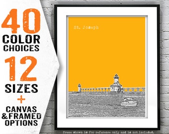 St. Joseph Michigan Skyline Art Print Poster MI Item T4084