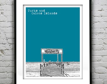 Turks and Caicos Islands Skyline Poster Art Version 1