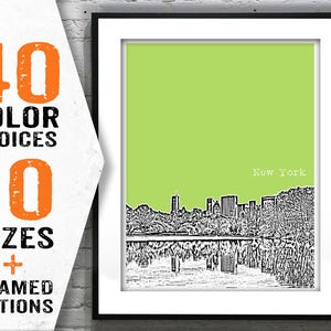 New York City Central Park Skyline Art Print Poster NYC Central Park Manhattan Item T1358