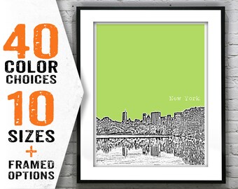 New York City Central Park Skyline Art Print Poster NYC Central Park Manhattan Item T1358