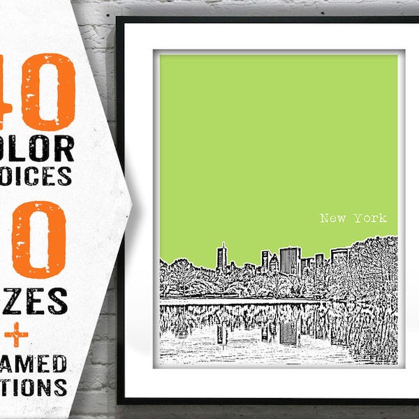 New York City Central Park Skyline Art Print Poster NYC Central Park Manhattan Item T1358