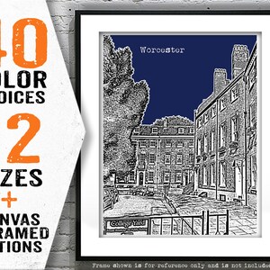 Worcester England Poster Art Print UK United Kingdom College Yard Item T1820