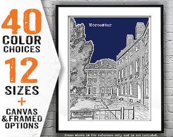 Worcester England Poster Art Print UK United Kingdom College Yard Item T1820