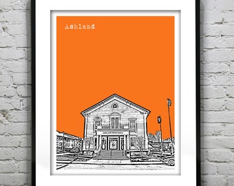 Ashland Massachusetts Skyline Poster Art Print MA Item T2691
