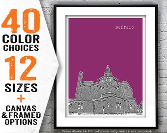 Buffalo New York Poster Art Skyline Print Blessed Trinity Church NY Item T4214