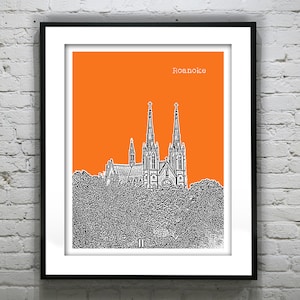 Roanoke Virginia Skyline Poster Art Print VA Item T2796