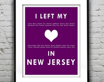 New Jersey - I Left My Heart In New Jersey - Poster Art Print NJ Item T1137