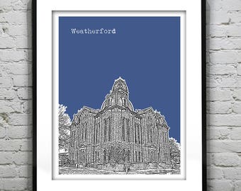 Weatherford Skyline Poster Art Print Texas TX Item T1275
