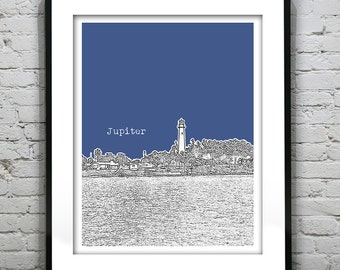 Jupiter Skyline Poster Art Print Jupiter Lighthouse Florida FL Item T4545