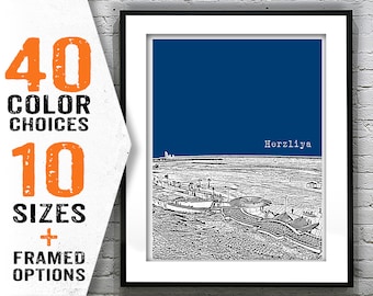 Herzliya Beach Skyline Poster Israel Art Print Item T1911