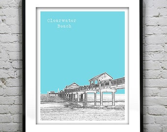 Clearwater Beach Skyline Poster Art Print Florida FL Item T2940