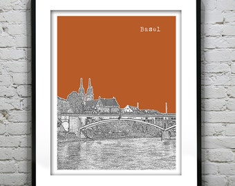 Basel Switzerland Skyline Poster Art Print Item T1014