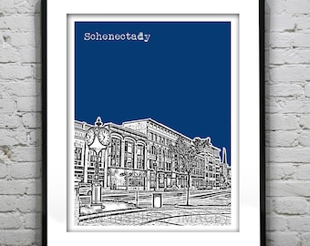 Schenectady New York Skyline Poster Art Print Downtown New York NY Item T4714
