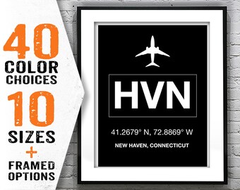 HVN New Haven Connecticut Airport Aviation Poster Art Print Item T2087