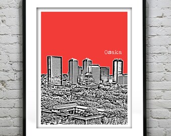 Osaka Japan Skyline Poster Art Print Travel
