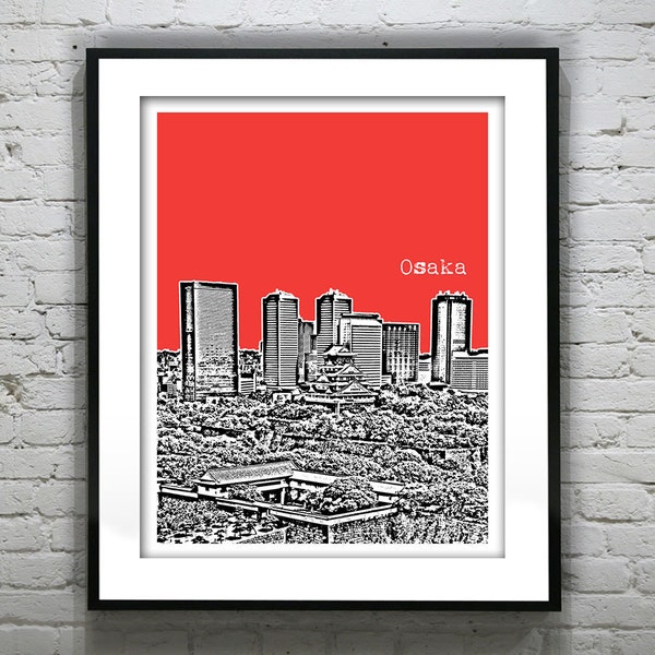 Osaka Japan Skyline Poster Art Print Travel