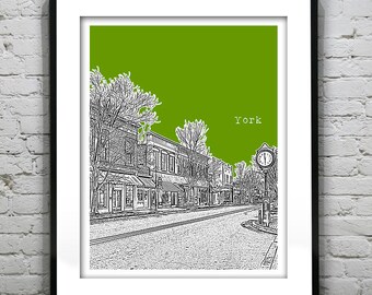 York South Carolina Skyline Poster Art Print SC Item S5024