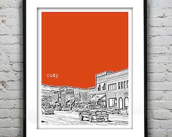 Cody Wyoming Skyline Art Print Poster WY