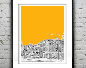 Iowa City Downtown Poster Art Print Iowa IA Item T4590